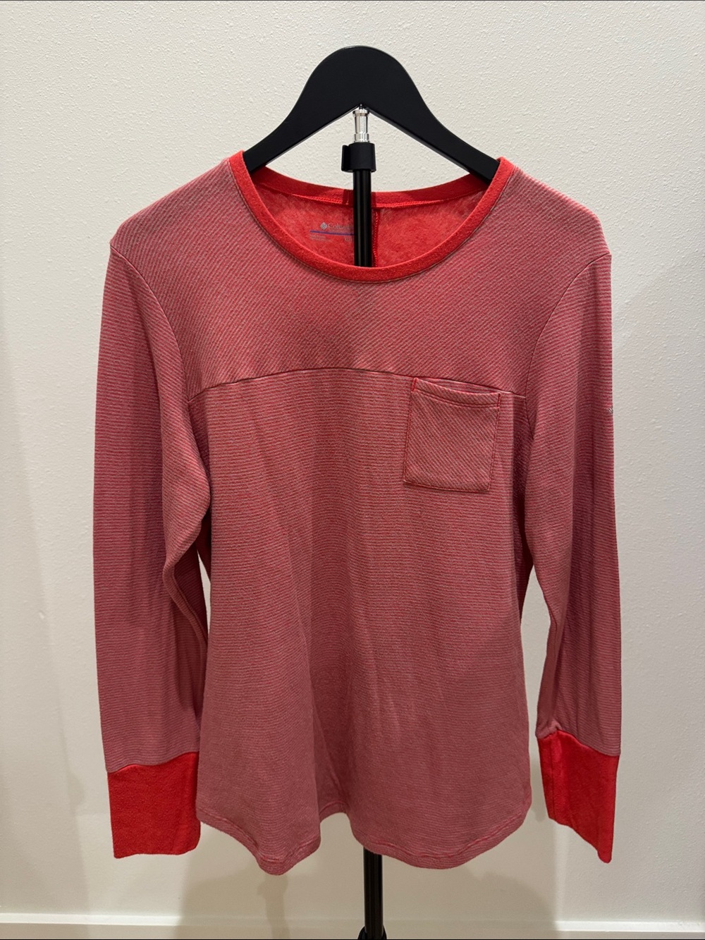 Columbia Long Sleeve Tee in Rose‎ Pink with Red Accents